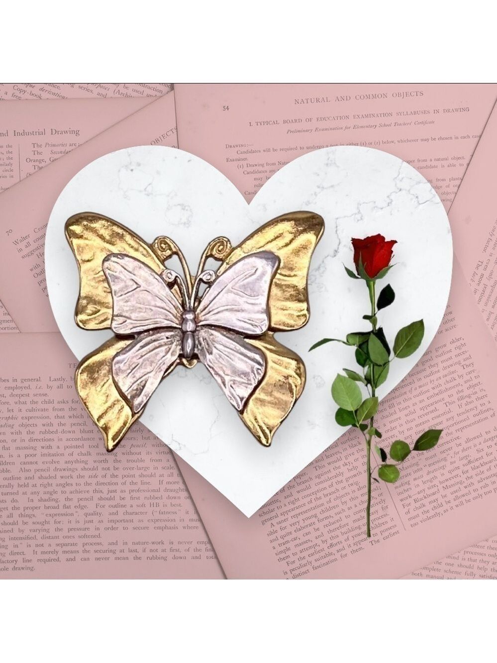 Premier Designs Vintage Butterfly Brooch Two-tone Gold & Silver Costume Jewelry
